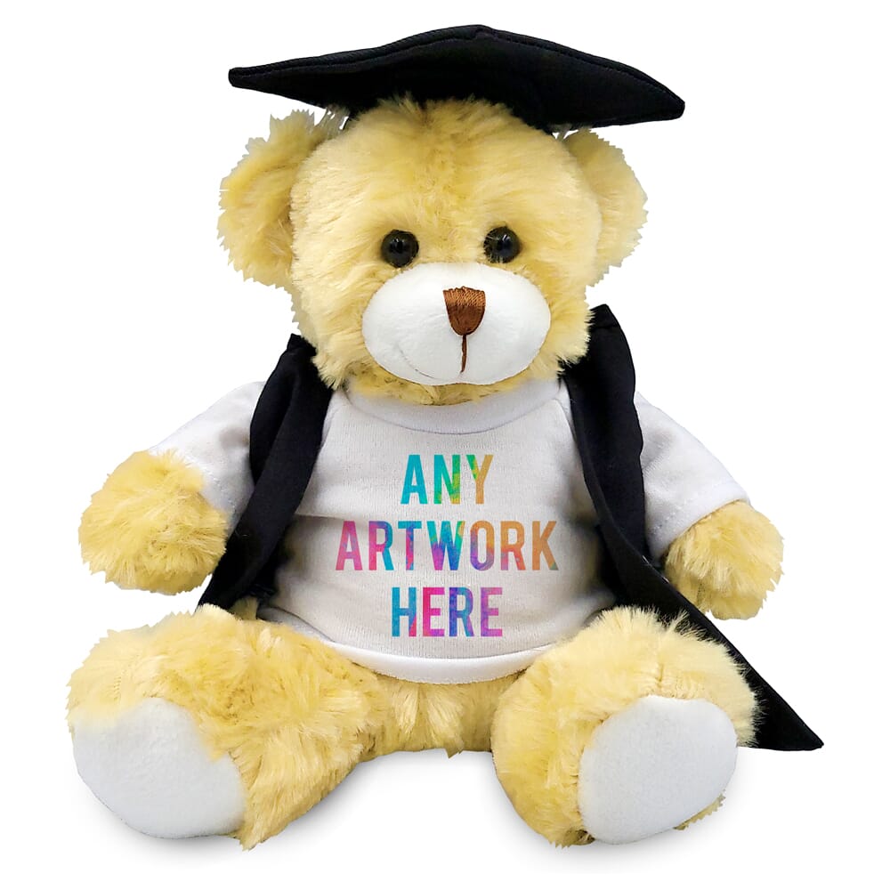 Promotional Elizabeth Bear in Printed Graduation Outfit - Branded Soft Toys - Large Teddy Bear