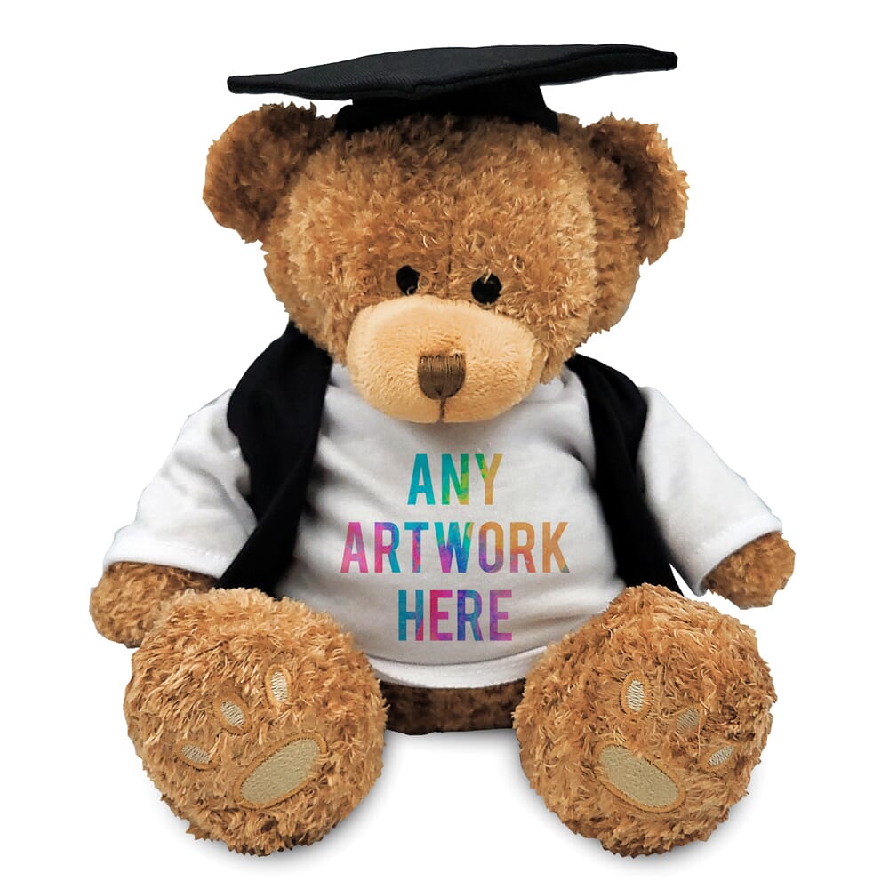 Promotional Edward I Brown Bear in Printed Graduation Outfit - Branded Soft Toys - Extra Large Teddy Bear