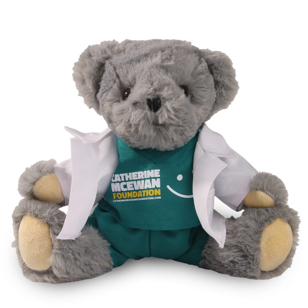Promotional Archie Jointed Bear in Printed Medical Outfit - Branded Soft Toys - Large Teddy Bear