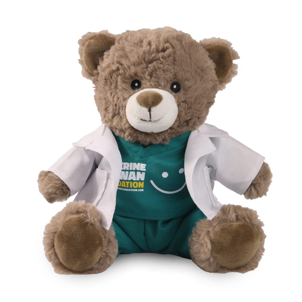 Promotional Large Catherine I Bear in Printed Medical Outfit - Branded Soft Toys - Large Teddy Bear