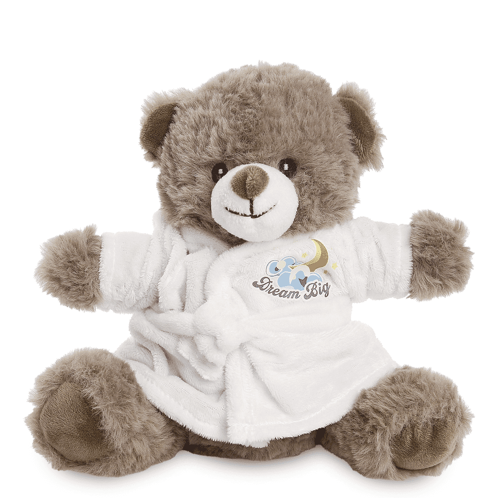 Promotional Catherine I Bear in Printed Dressing Gown - Branded Soft Toys - Medium Teddy Bear
