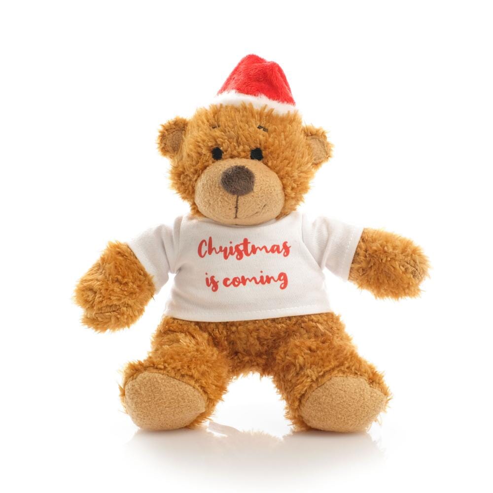 Promotional Anne Bear in Christmas Hat - Branded Soft Toys - FESTIVE BEAR