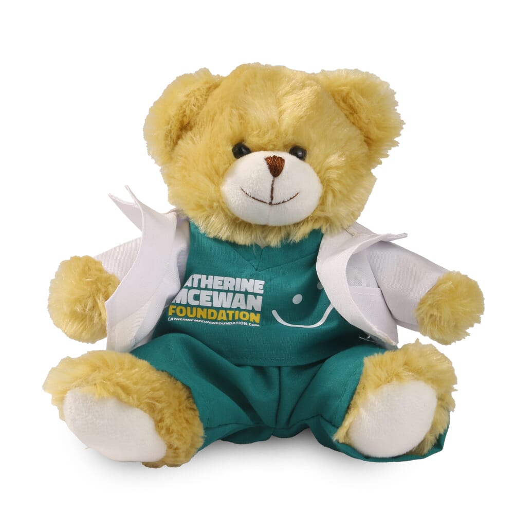 Promotional Elizabeth Bear in Printed Medical Outfit - Branded Soft Toys - Large Teddy Bear