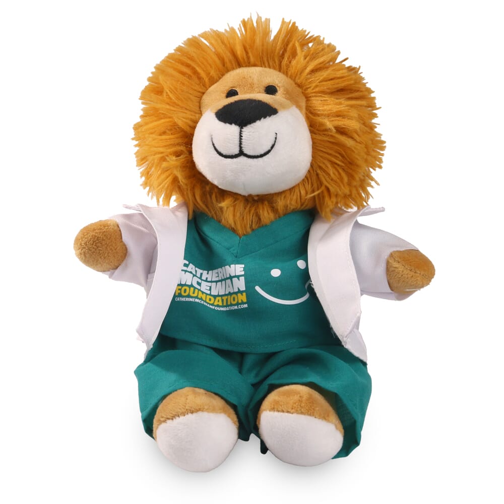 Promotional Louis Lion in Printed Medical Outfit - Branded Soft Toys - Large Teddy Bear