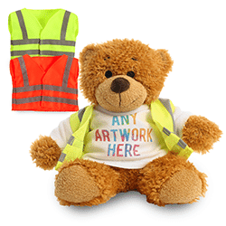 Promotional Anne Bear in Custom Hi-Vis Jacket - Printed Soft Toys - Medium Teddy Bear