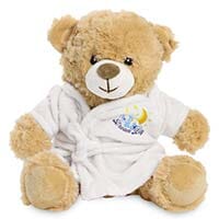 Promotional Catherine II 20cm ECO Bear in Printed Dressing Gown - Branded Soft Toys - Extra Large Teddy Bear