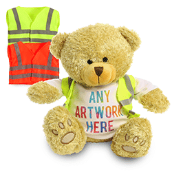 Promotional Edward II Golden Bear in Custom Hi-Vis Jacket - Printed Soft Toys - Extra Large Teddy Bear