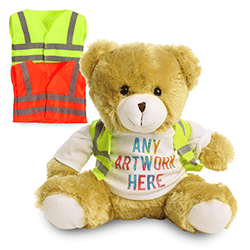 Promotional Elizabeth Bear in Custom Hi-Vis Jacket - Printed Soft Toys - Extra Large Teddy Bear