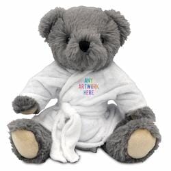 Promotional Archie Jointed Bear in Printed Dressing Gown - Branded Soft Toys - Large Teddy Bear