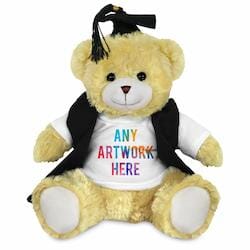 Promotional Elizabeth Bear in Printed Graduation Outfit - Branded Soft Toys - Large Teddy Bear