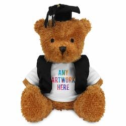 Promotional James II Golden Bear in Printed Graduation Outfit - Branded Soft Toys - Medium Teddy Bear