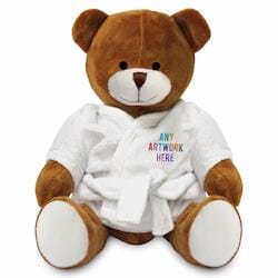 Promotional Richard Bear in Printed Dressing Gown - Branded Soft Toys - Large Teddy Bear