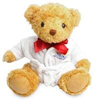 Promotional William Golden Bear in Printed Dressing Gown - Branded Soft Toys - Large Teddy Bear
