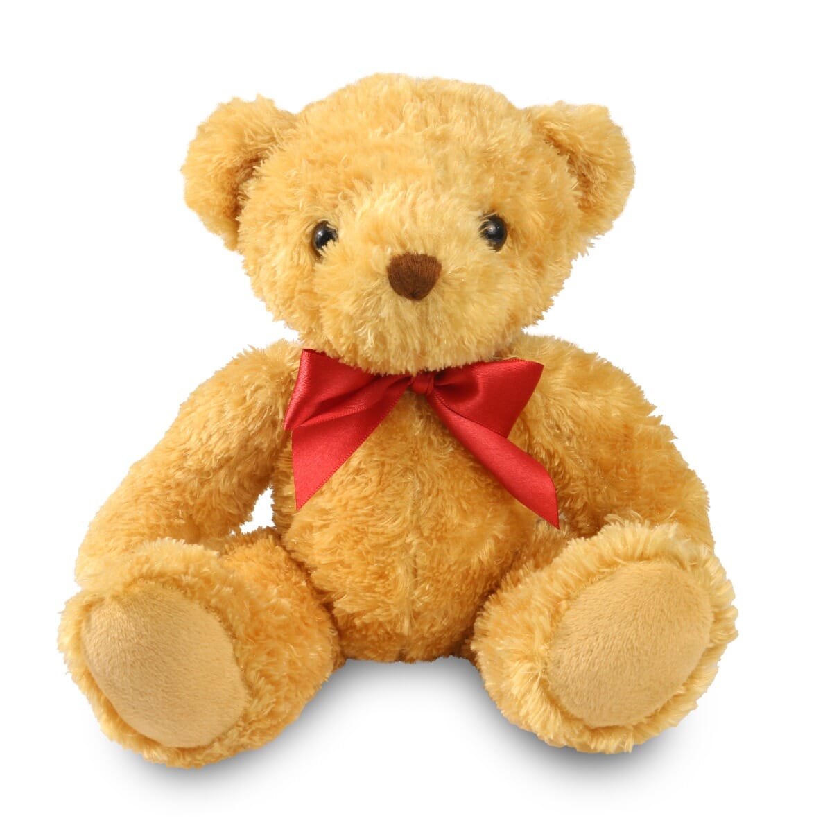 Naked 18cm William Bear with red ribbon