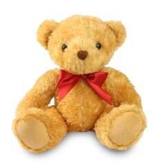 Naked 18cm William Bear with red ribbon