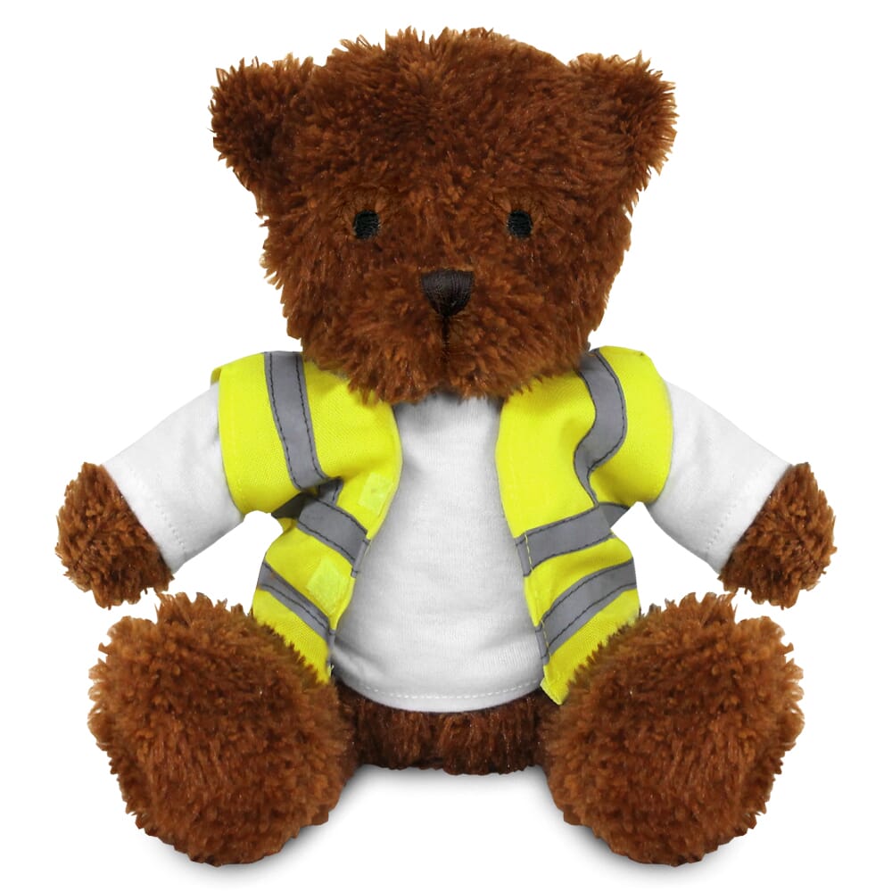 Blank Brown 18cm James bear with Hi-Vis Vest