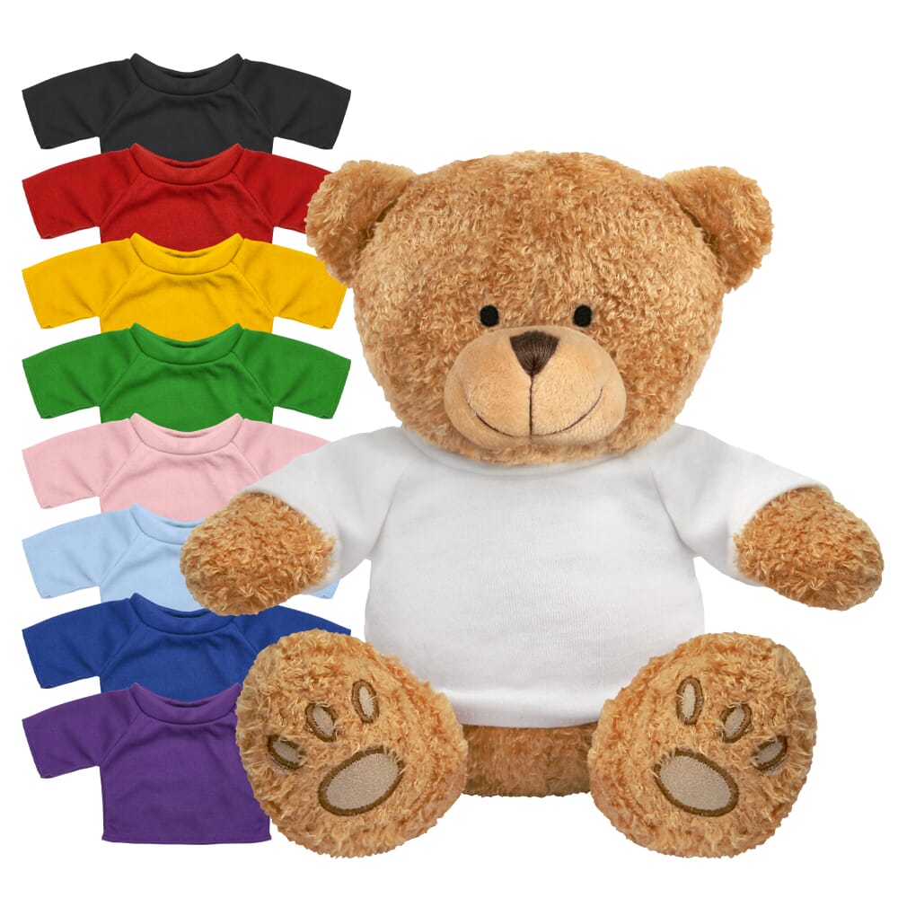 Blank Brown 22cm Edward bear with Coloured t-shirt