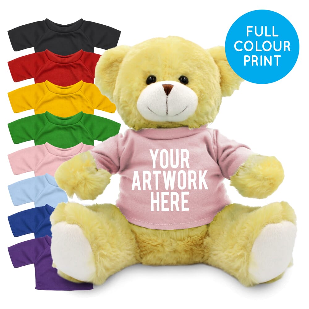 Printed 25cm Elizabeth bear with Coloured t-shirt