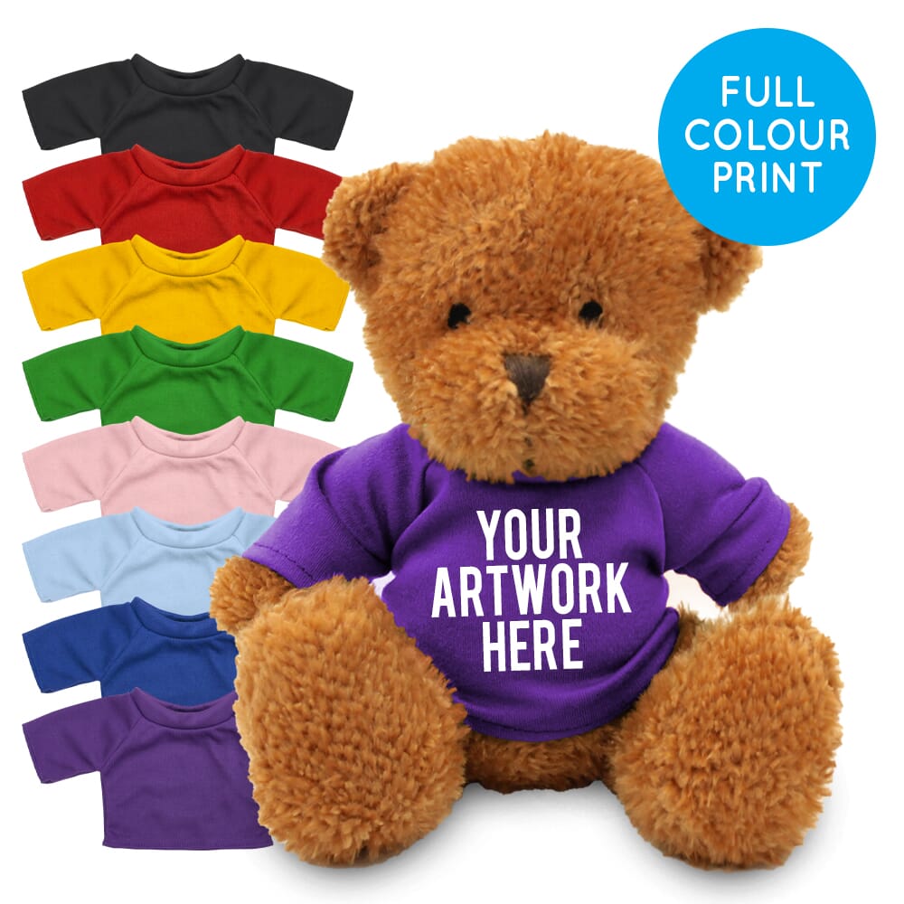 Printed Golden 18cm James bear with Coloured t-shirt