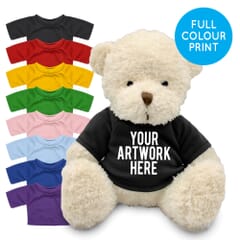 Printed White 18cm James bear with Coloured t-shirt