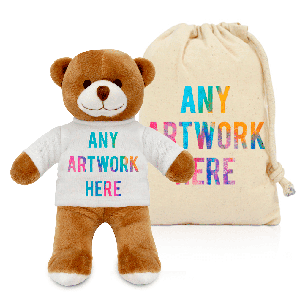 Printed Brown Henry Bear & Drawstring Bag Combo