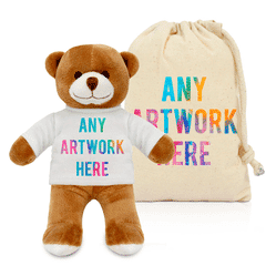 Printed Brown Henry Bear & Drawstring Bag Combo