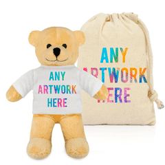 Printed Light Brown Henry Bear & Drawstring Bag Combo