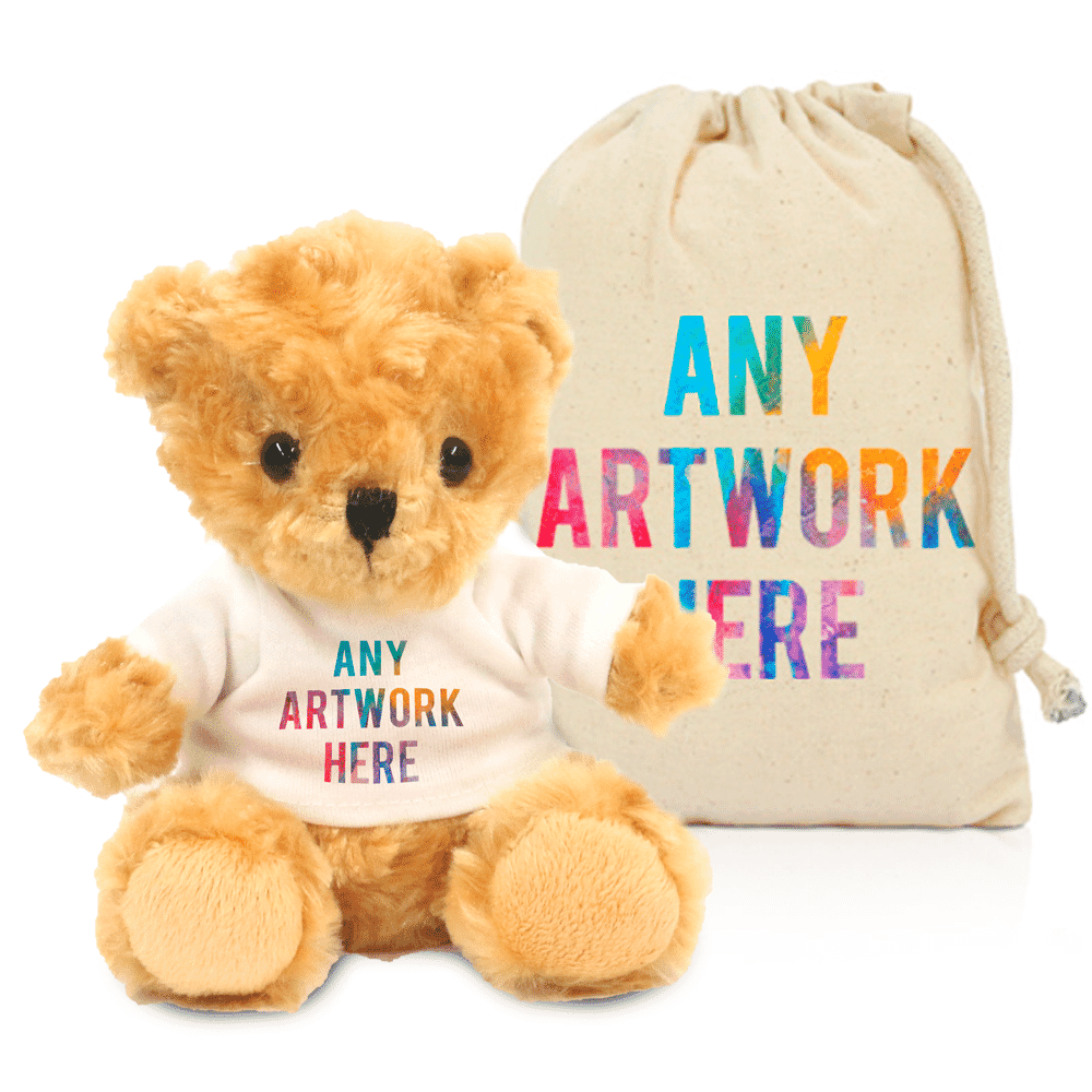 Printed 13cm Victoria Bear & Drawstring Bag Combo
