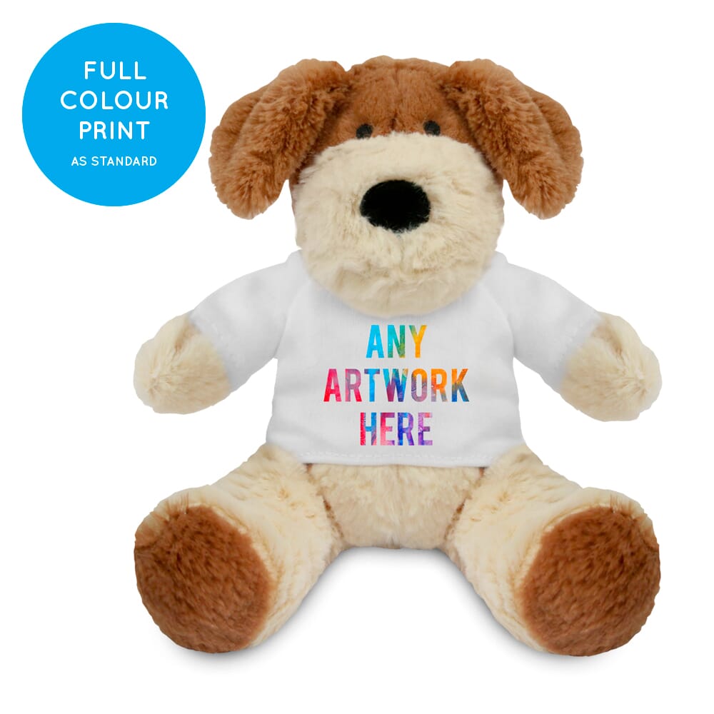 Promotional Darcy Dog Plush Toy 15cm - Printed Soft Toys - Small Soft Toy - Full Colour Print as standard