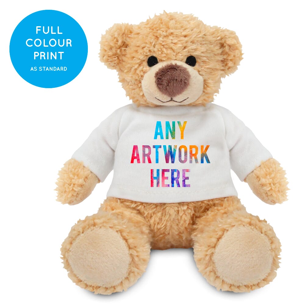 Promotional Harry Brown Teddy Bear 17cm - Printed Soft Toys - Medium Soft Toy - Full Colour Print as standard