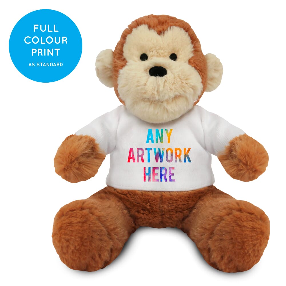 Promotional Max Monkey Plush Toy 20cm - Printed Soft Toys - Large Soft Toy - Full Colour Print as standard
