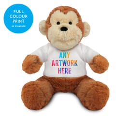 Promotional Max Monkey Plush Toy 20cm - Printed Soft Toys - Large Soft Toy - Full Colour Print as standard