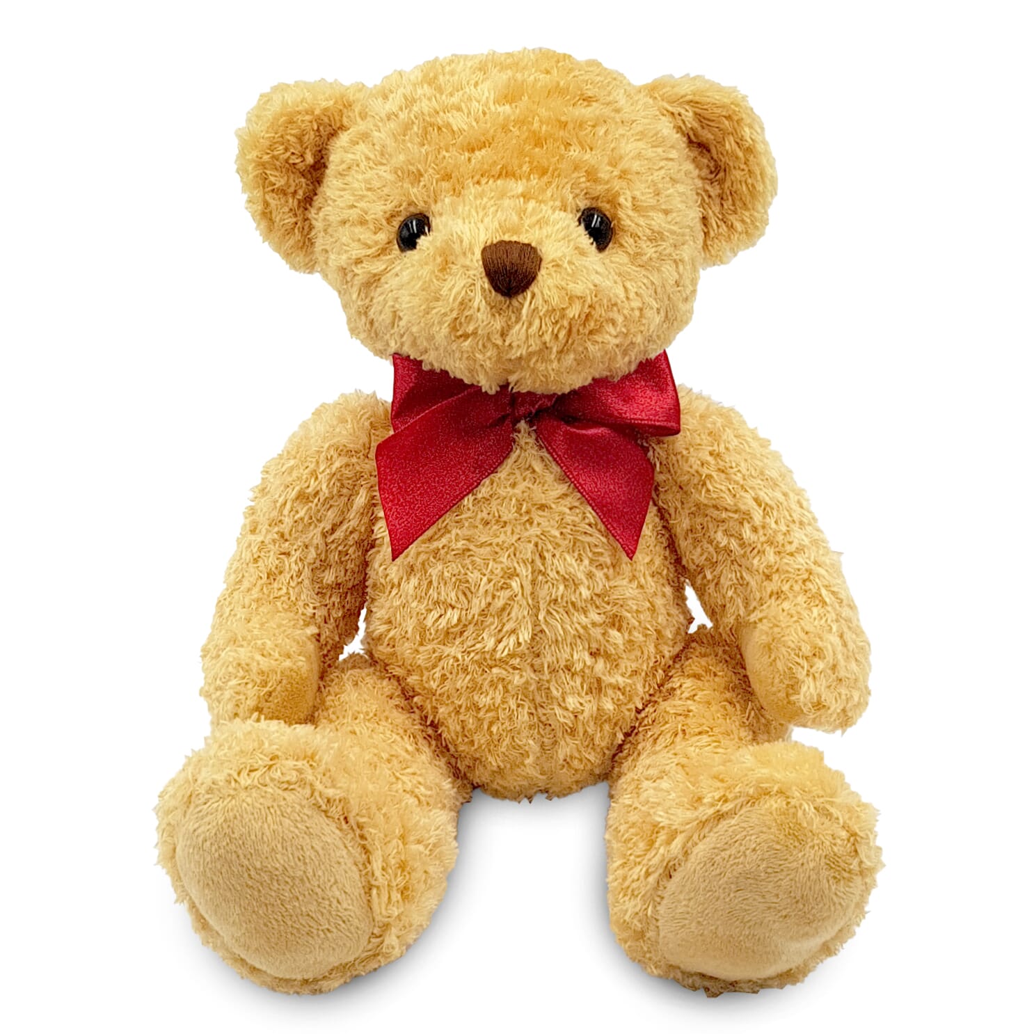 Naked 18cm William Bear with red ribbon