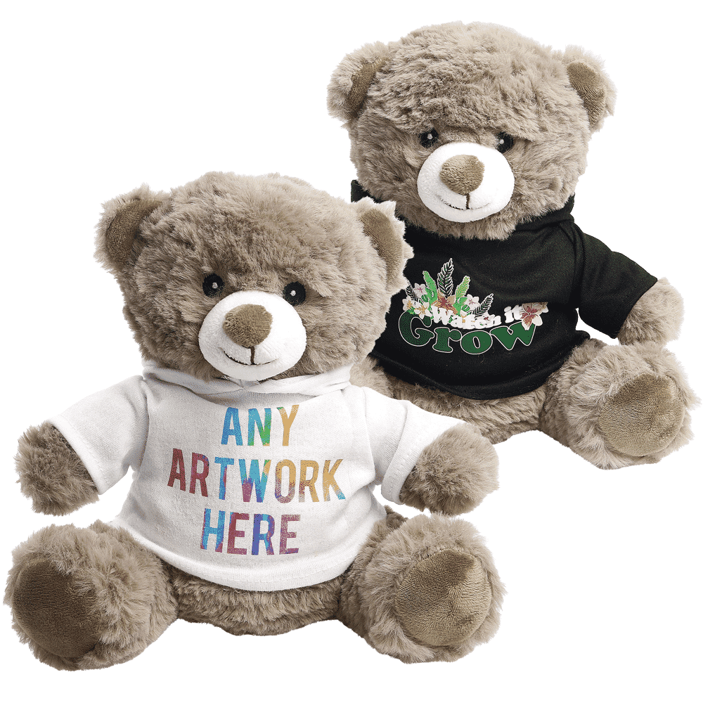 Promotional Victoria Bear in Printed Hoody - Branded Soft Toys - Large Teddy Bear