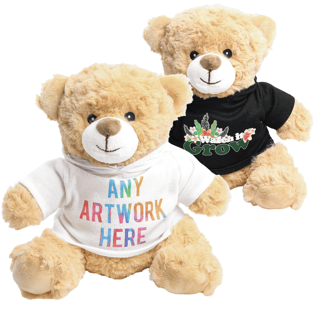 Promotional Victoria Bear in Printed Hoody - Branded Soft Toys - Large Teddy Bear