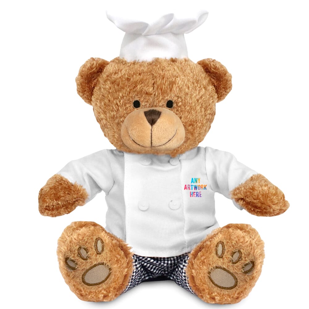 Printed Brown 22cm Edward Bear with Chef outfit