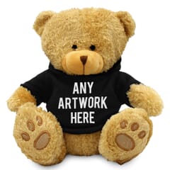 Golden 22cm Edward bear with printed Black Hoody