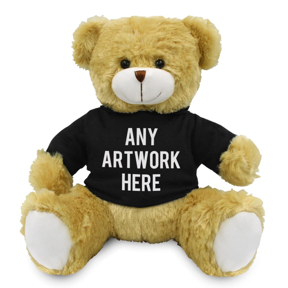 25cm Elizabeth bear with printed Black Hoody