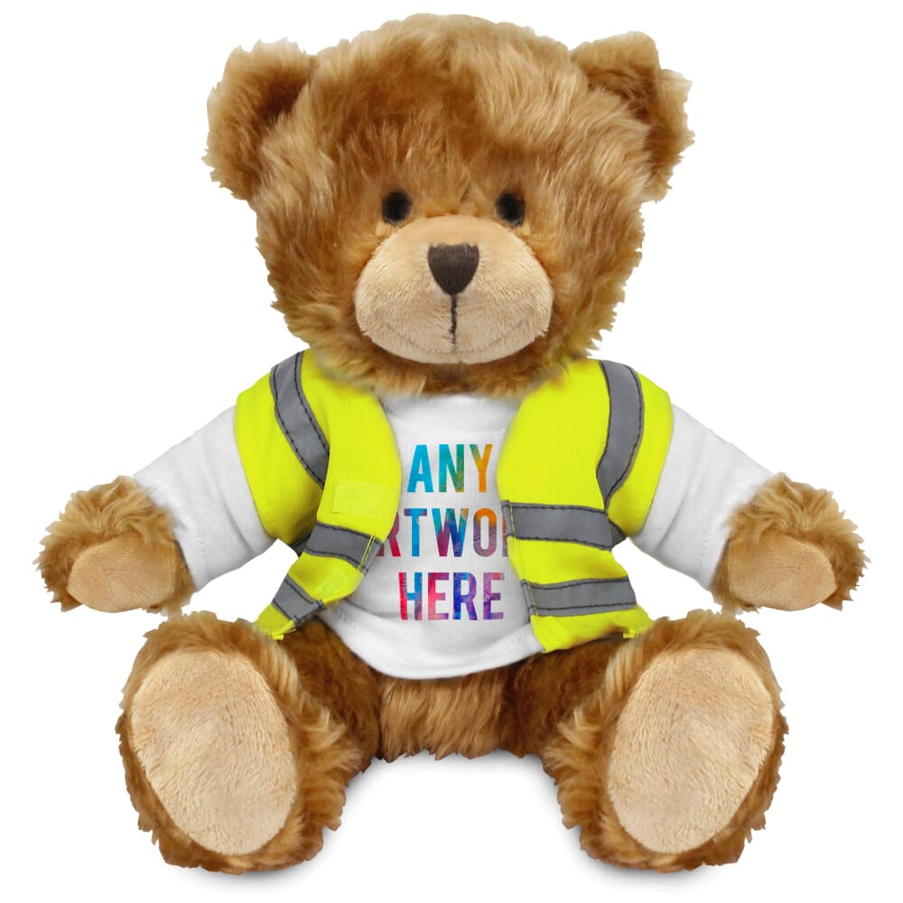 Printed 20cm Charles Jointed Bear with Hi-Vis Vest