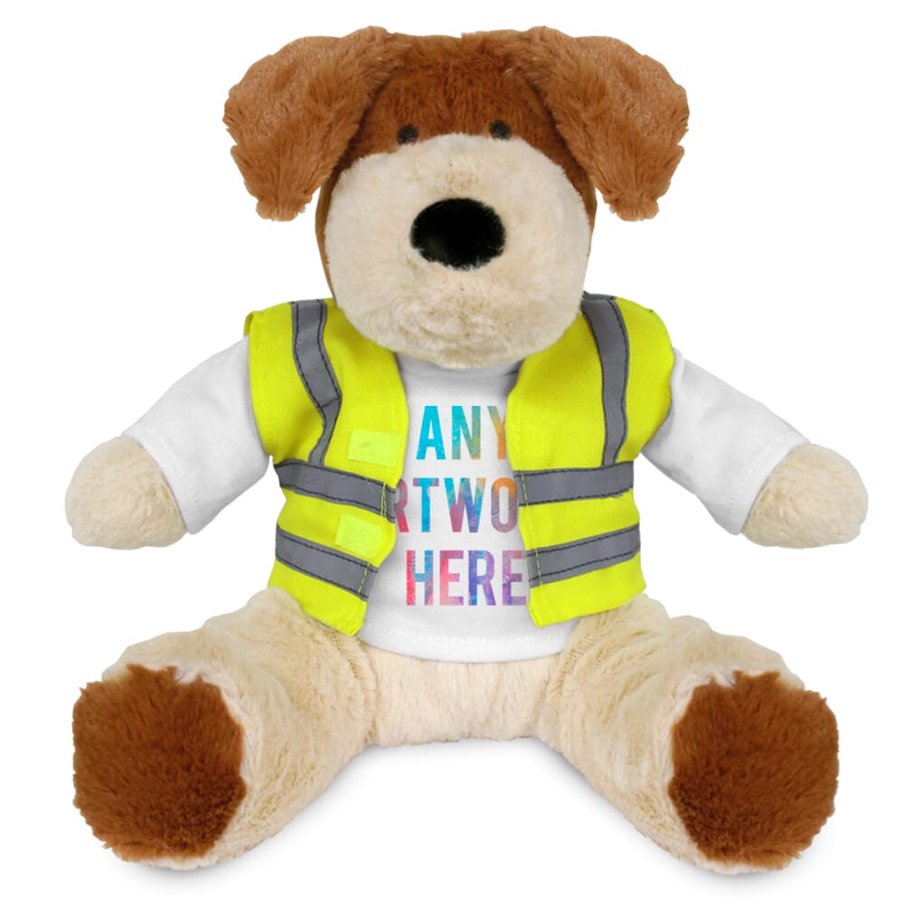 Printed 20cm Darcy Dog with Hi-Vis vest