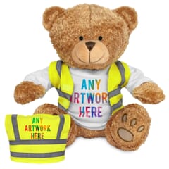 Printed Brown 22cm Edward bear with Hi-Vis Vest