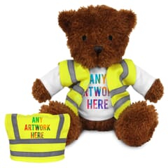 Printed Brown 18cm James bear with Hi-Vis Vest