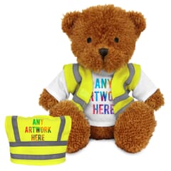 Printed Golden 18cm James bear with Hi-Vis Vest