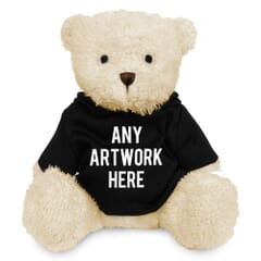 White 18cm James bear with printed Black Hoody