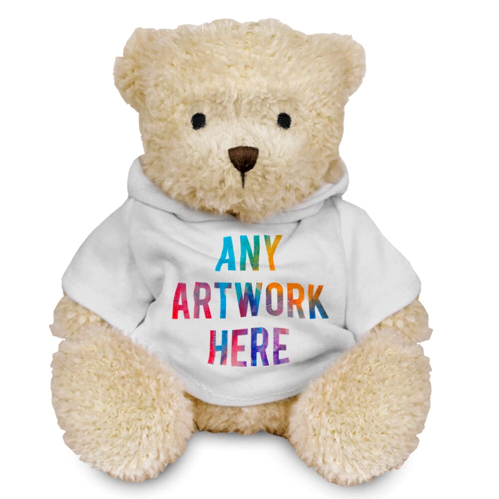 White 18cm James bear with printed White Hoody