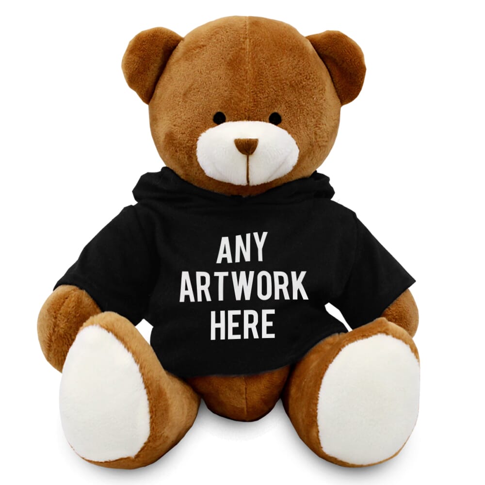 20cm Richard bear with printed Black Hoody
