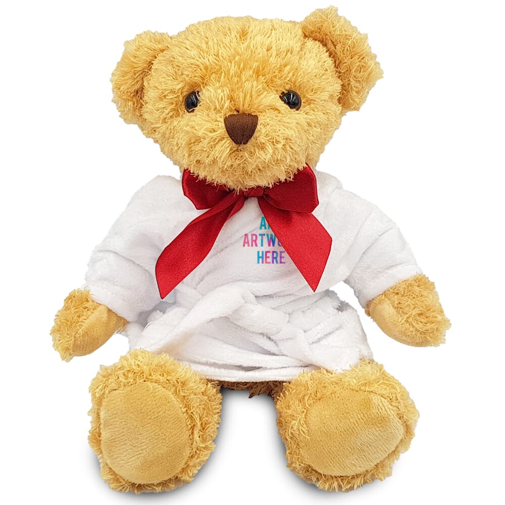 Printed 18cm William Bear with Dressing gown