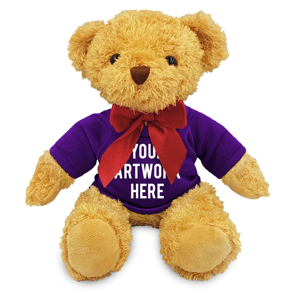 18cm William Bear with Purple t-shirt