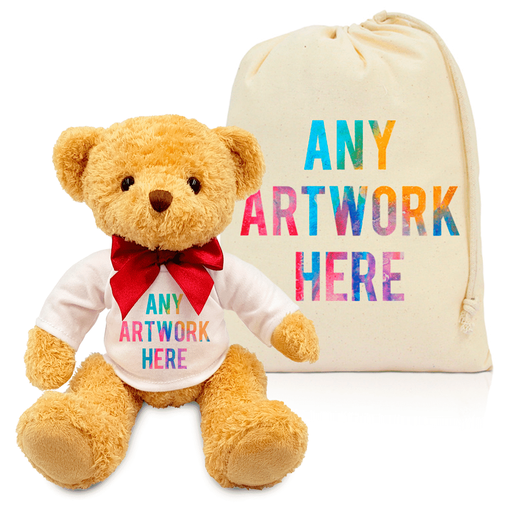 Printed William Bear & Drawstring Bag Combo
