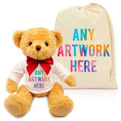 Printed William Bear & Drawstring Bag Combo